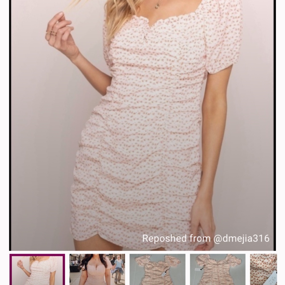 ASTR The Label Ditzy Print Ruched Mini Dress Size S